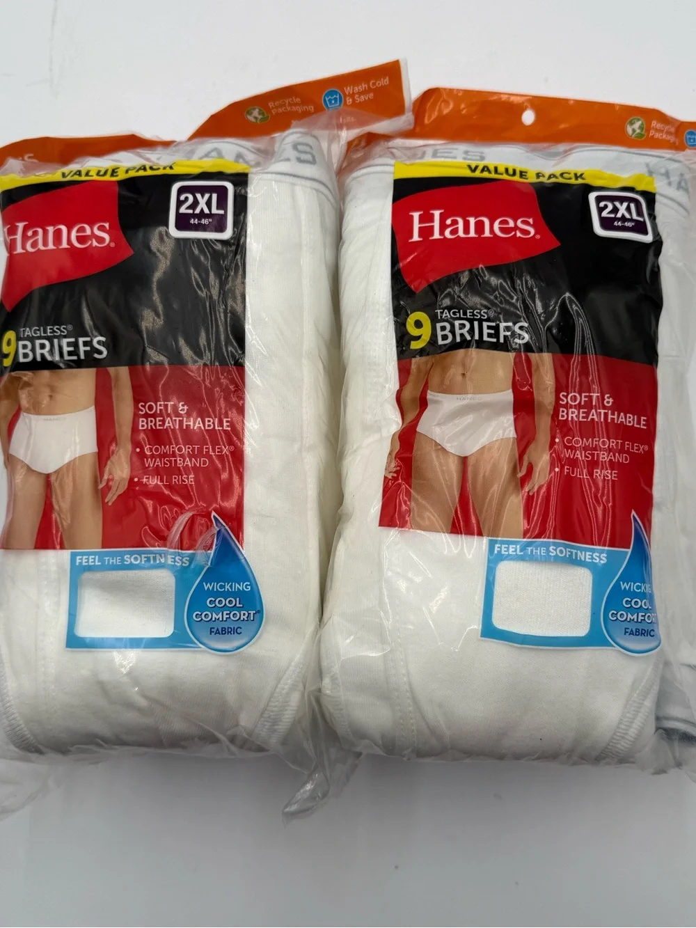 Hanes White Men's Tagless Briefs 2XL Value Pack (9-Pack)